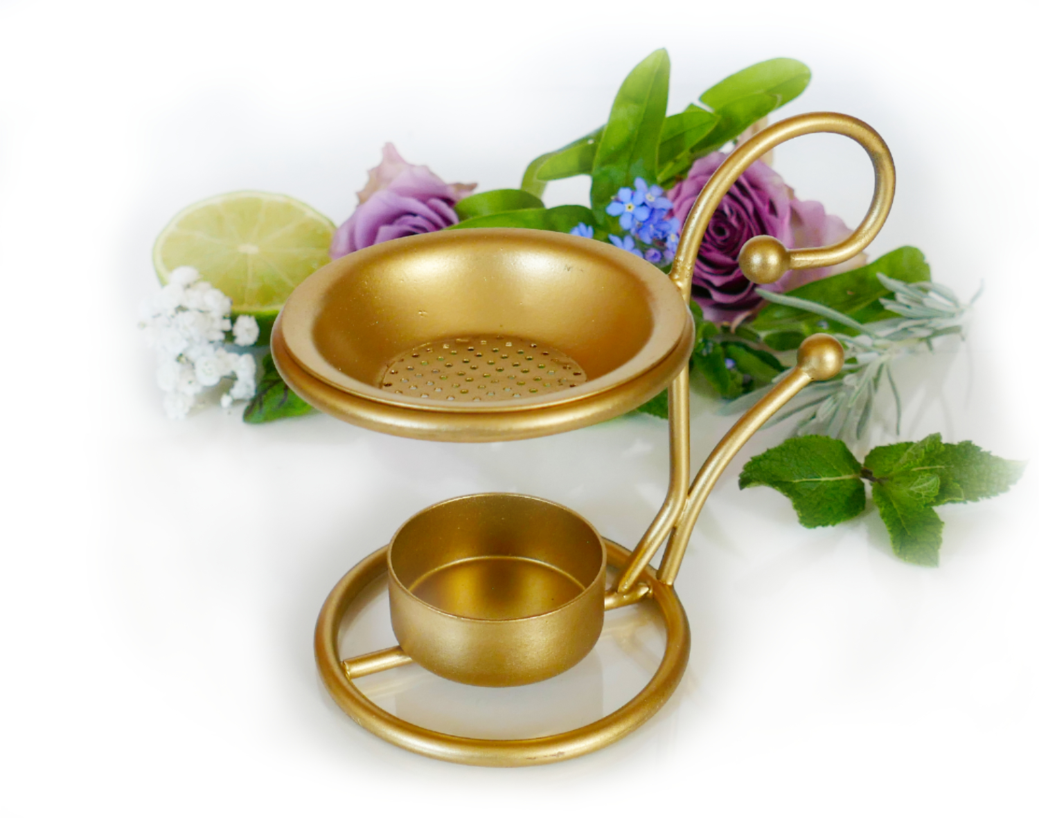 Räucherstövchen goldfarben, Metall