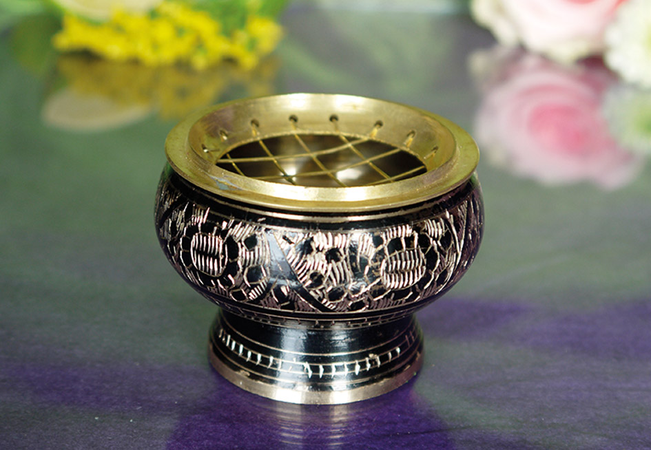 Netzräuchergefäß schwarz/gold, klein