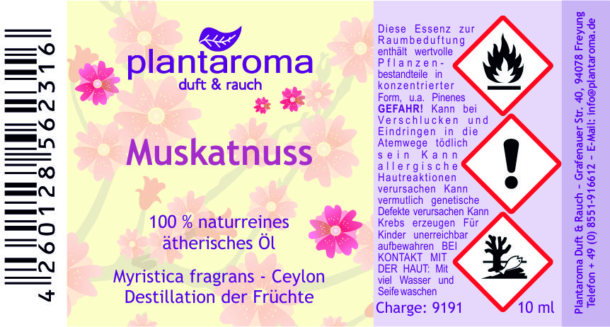 Muskatnuss, 100 % naturreines ätherisches Öl