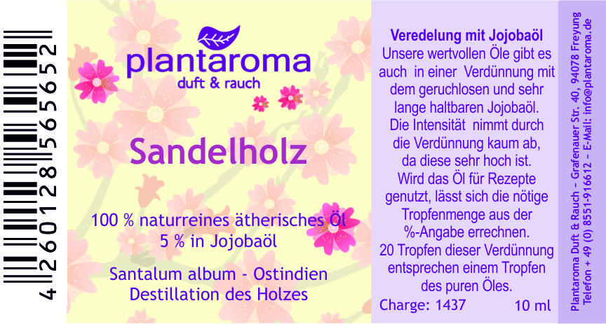 Sandelholz Neu-Kaledonien 5 % in 100 % naturreinem Jojobaöl