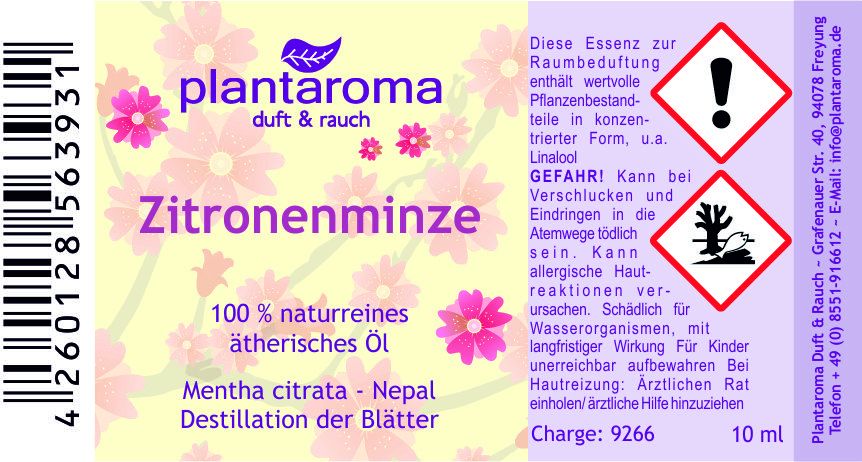 Zitronenminze, 100 % naturreines ätherisches Öl